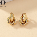 Boucles d’Oreilles Nœud Tressé – Finition Brillante Or ou Argent | Obega