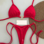 Women's 2-piece bikini - sexy halterneck model, solid color