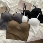 Top with thin double straps - slim, breathable cut, casual chic style