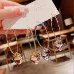 Boucles d’Oreilles Pendantes à Pendentif Cœur