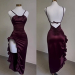 Robe Fendue Satinée à Volants – Tendance 2025 (Style Europe & USA)