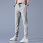 Pantalon Homme Été en Soie de Glace – Léger, Business Décontracté | Noir & Gris